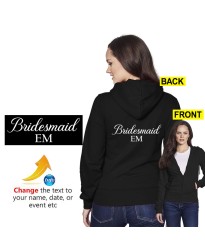 Customised Bridesmaid Custom Initial Letter Bridal Party Wedding Printed Adult Unisex Hooded Sweatshirt